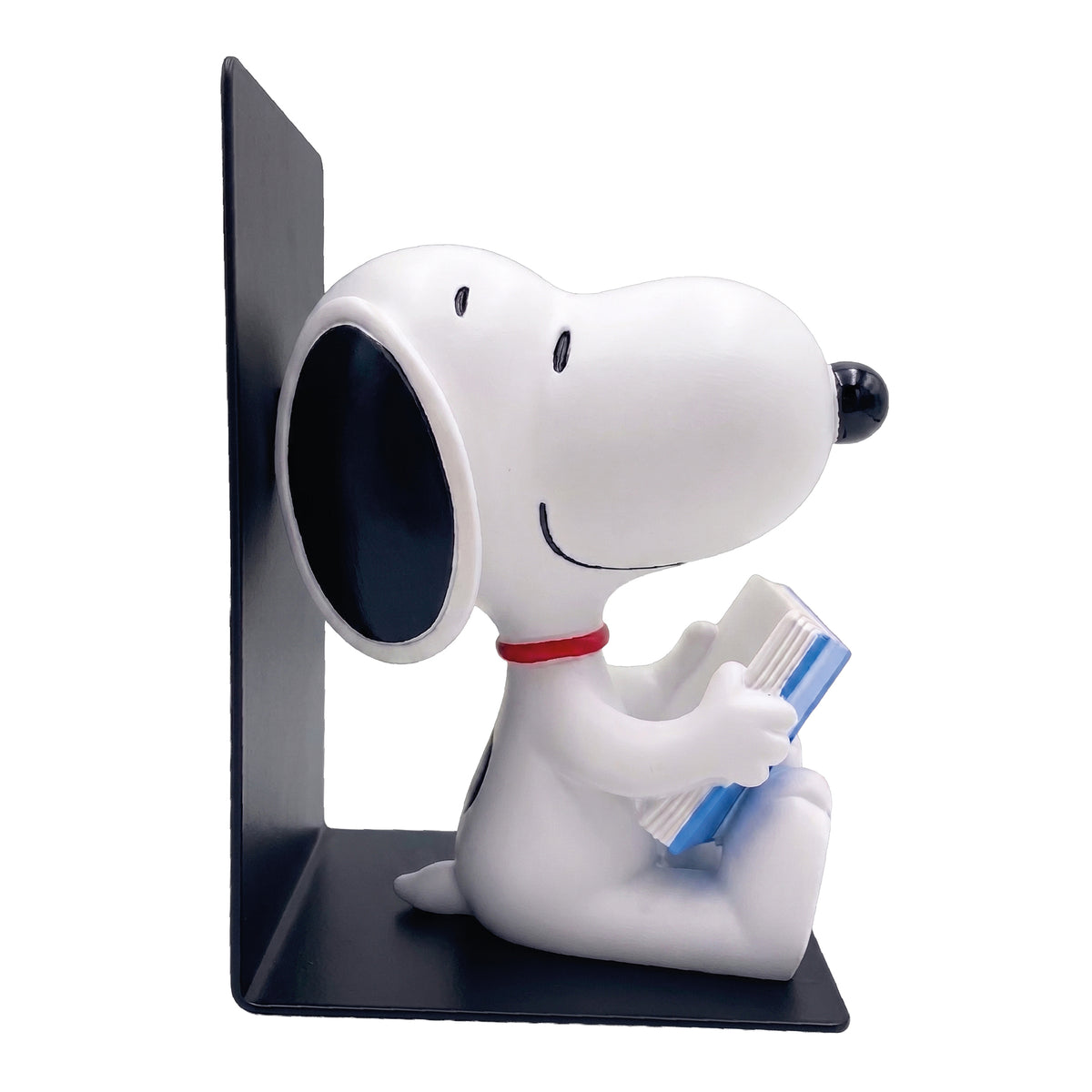 Reggilibro Snoopy with Book in metallo e resina con Snoopy che legge un libro, altezza 18 cm.