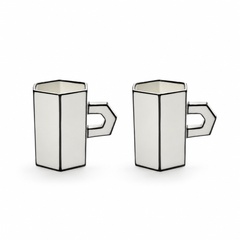 Set 2Pz. Tazzina da Caffè Lungo in Porcellana Bianco/Nero – Collezione Carte Blanche - Annebet Philips Per Serax