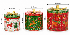 Set 3 Scatole Decorative Jaipur EDG con misure H 20 Ø 20, H 18 Ø 17 e H 17 Ø 14 cm