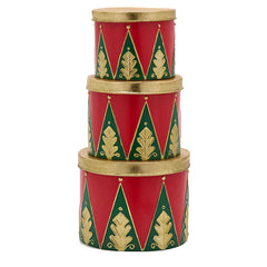 Set 3 Scatole Decorative Tamburo rosso verde e oro EDG Enzo De Gasperi