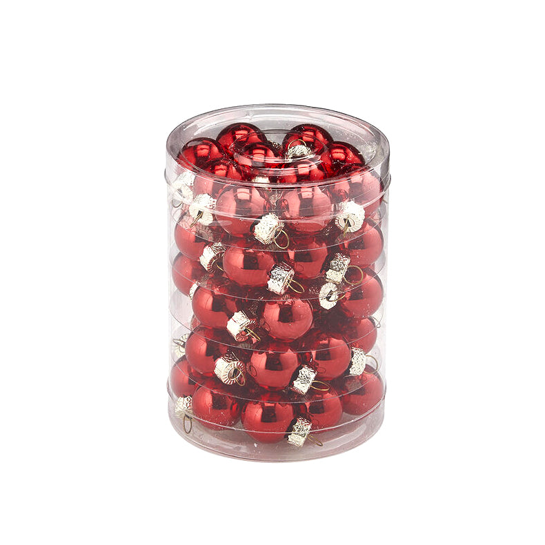Confezione da 50 mini palline di Natale in vetro rosso lucido Ø 2 cm EDG Enzo De Gasperi