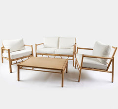 Set da Giardino 4 Pezzi Alluminio Simil Bamboo | Arredo Outdoor EDG - 7400015A977
