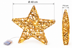 Stella LED Stripes Oro EDG Enzo De Gasperi con dimensioni Ø 40 × P 6 cm e 40 MicroLED a luce calda
