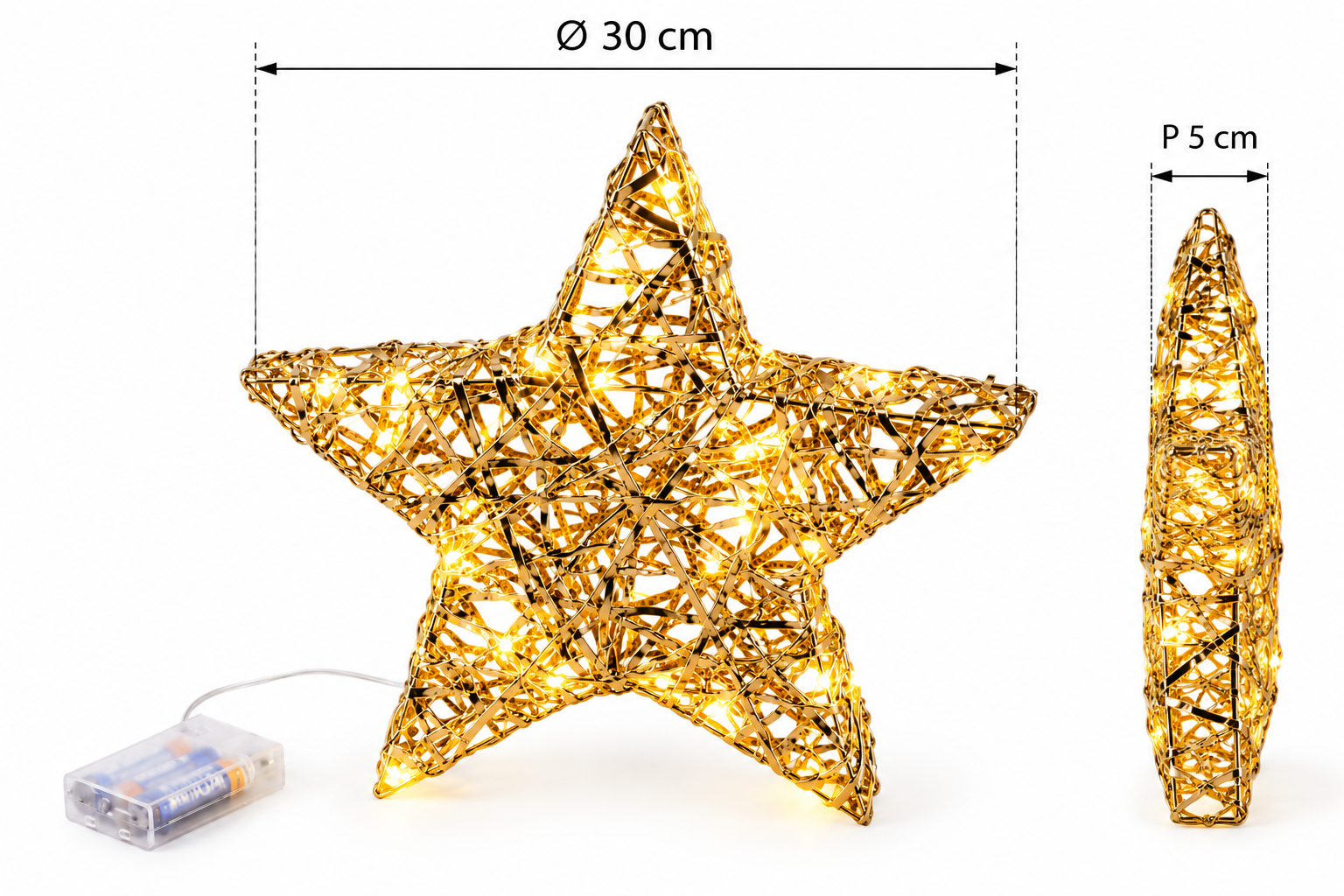Stella LED Stripes Oro EDG Enzo De Gasperi con dimensioni Ø 30 × P 5 cm e 30 MicroLED