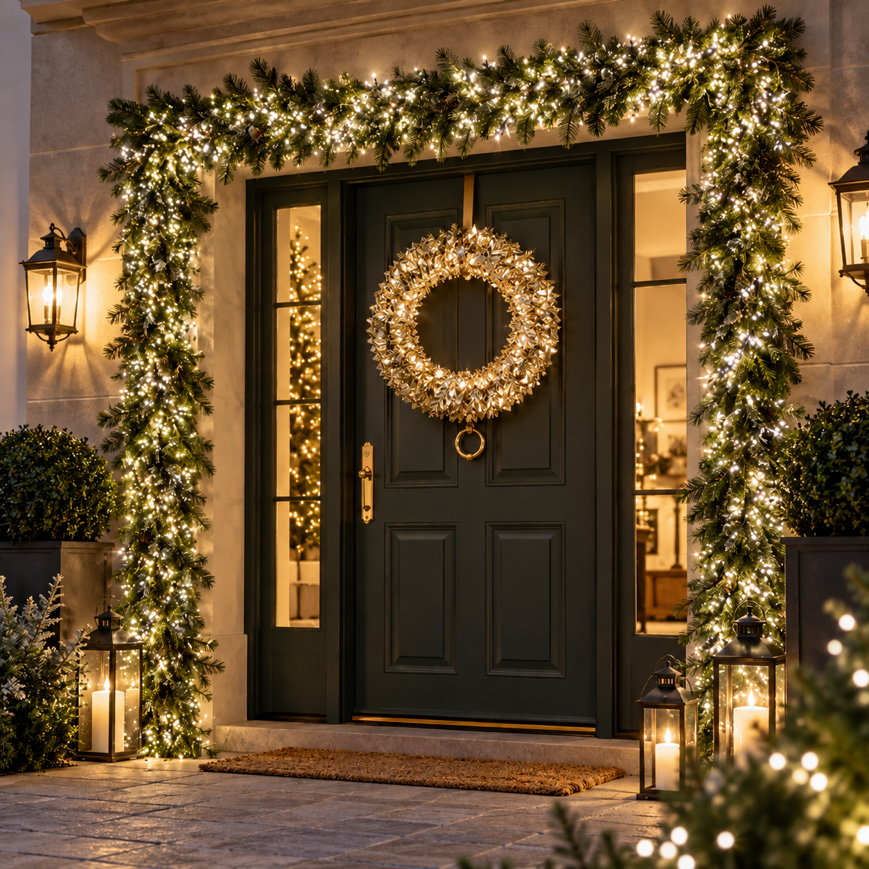 Stringa Cluster 25 m 2500 LED bianco naturale per decorazione ingresso natalizio