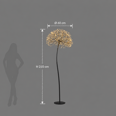 Decoro Tarassaco Rich Nero H 210 × Ø 60 cm con 1200 MicroLED Luce Calda – EDG Enzo De Gasperi
