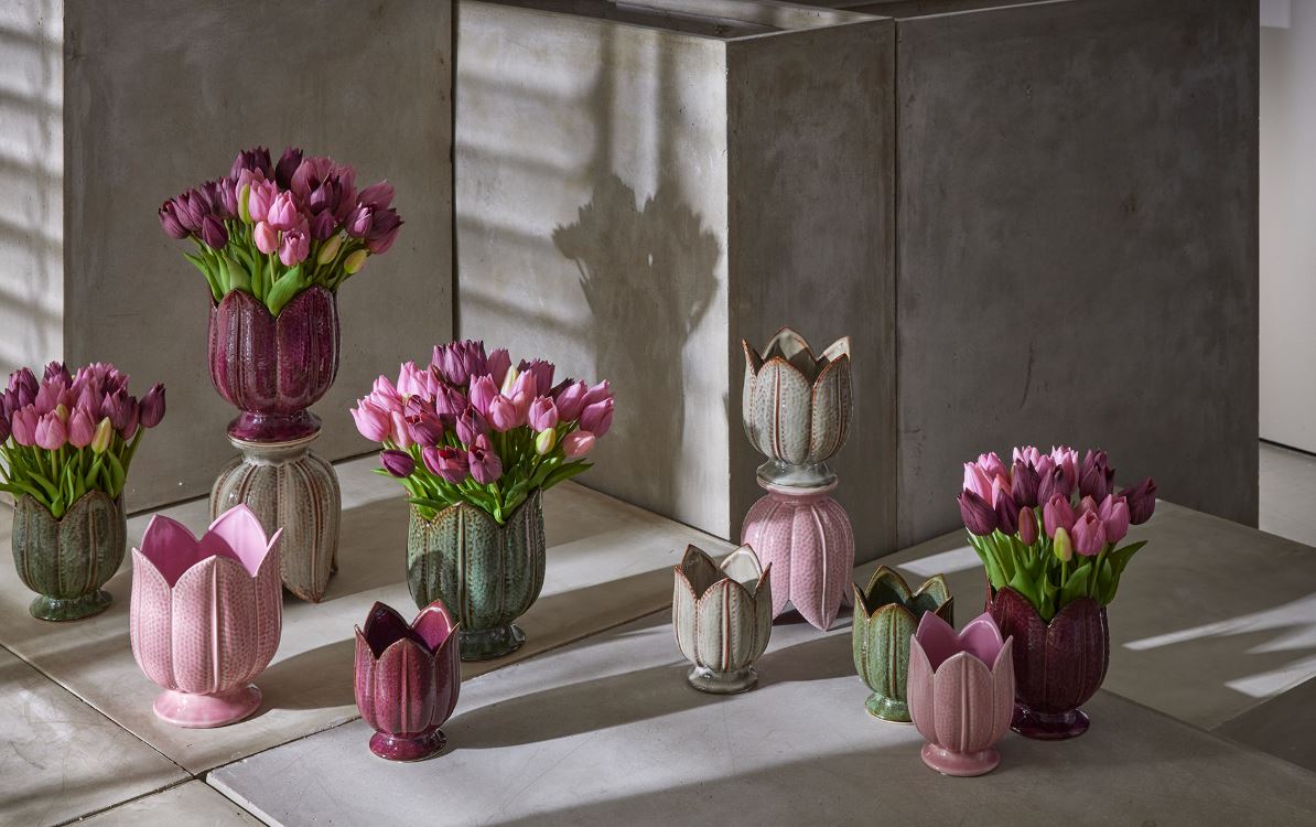 Bouquet tulipani viola Real Touch H40 | Fiori artificiali di qualit&agrave; - 214959,63