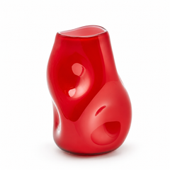 Vaso Ammaccato EDG Enzo De Gasperi in pasta di vetro rosso H 23 cm