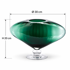 Vaso Bombato a Righe EDG Enzo De Gasperi in vetro verde dimensioni Ø 30 × H 20 cm c