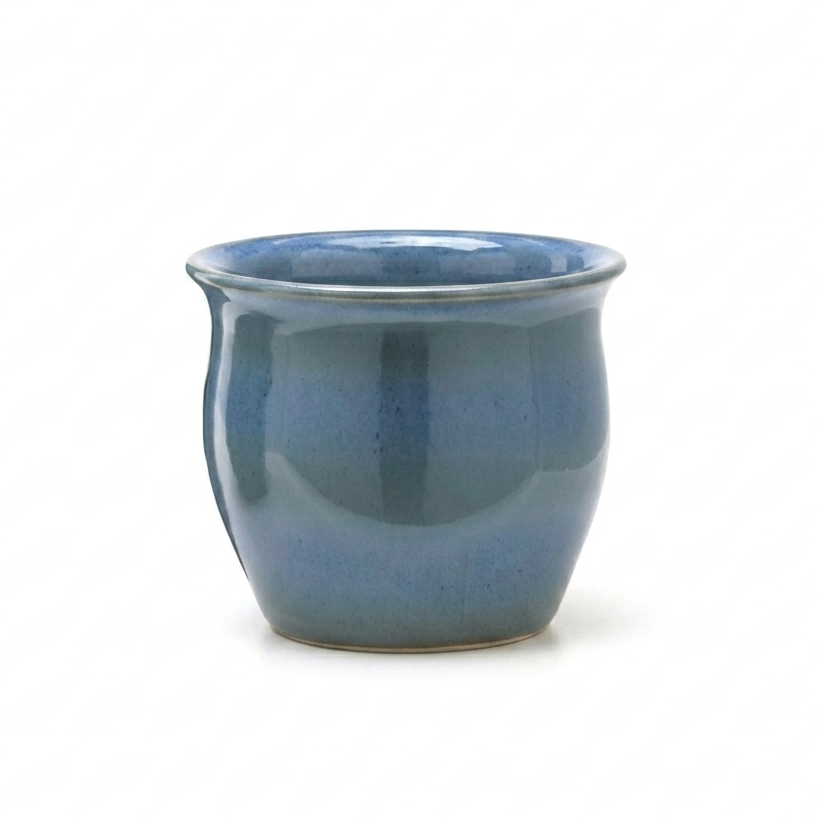 Vaso Cachepot Bombato in Terracotta Azzurra H32 D38 EDG Enzo De Gasperi