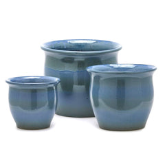 Vaso Cachepot Bombato in Terracotta Azzurra H20 D23 EDG Enzo De Gasperi