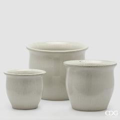 Vaso Cachepot Bombato in Ceramica Bianca H20 D23 EDG Enzo De Gasperi