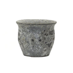 Vaso Cachepot Bombato in Terracotta con Finitura anticata White Grey H32 D38 EDG Enzo De Gasperi