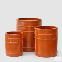 Vaso Cilindrico Glaze Atlas Capri EDG H40 D33 in Ceramica Arancio - Design Italiano