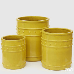 Vaso Cilindrico Glaze Atlas Capri EDG H50 D42 in Ceramica Gialla - Design Italiano