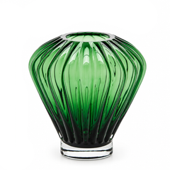 Vaso Diamante Verde in vetro EDG Enzo De Gasperi H 20 × Ø 17 cm con lavorazione scanalata verticale