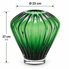 Vaso Diamante Verde EDG Enzo De Gasperi in vetro con dimensioni H 27 × Ø 23 cm e lavorazione scanalata verticale