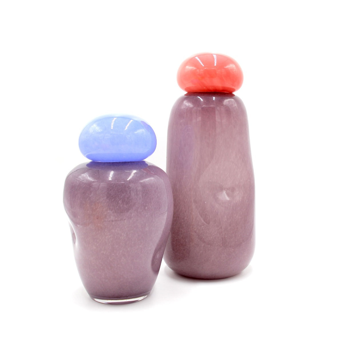 Vaso Dulce M Vetro Viola con Tappo Azzurro | Vasi di Design in Vetro Colorato - PT4151PU