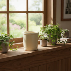 Vaso Glaze Cilindro H18 D18 Avorio EDG | Cachepot in Ceramica Smaltata