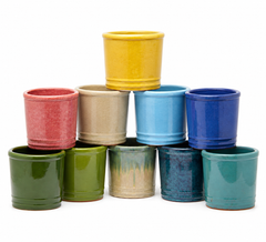 Vaso Glaze Cilindro H18 D18 Giallo EDG | Cachepot in Ceramica Smaltata