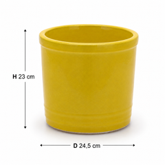 Vaso Glaze Cilindro H23 D24,5 Giallo EDG | Cachepot in Ceramica Smaltata
