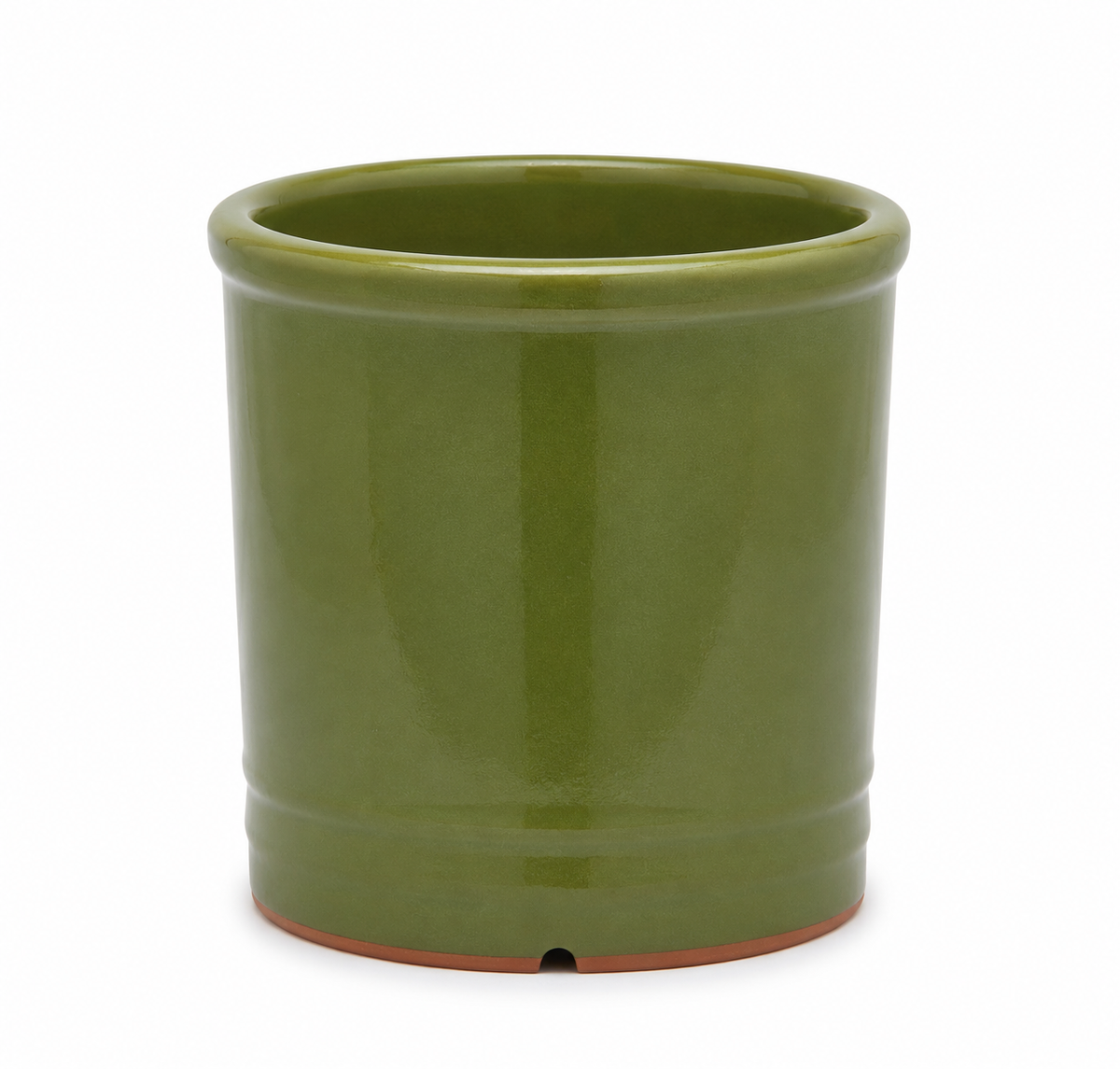 Vaso Glaze Cilindro H23 D24,5 Verde Oliva EDG | Cachepot in Ceramica Smaltata