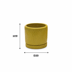 Vaso Glaze Righe Rotondo EDG in Terracotta Gialla H19 con Sottopiatto Integrato