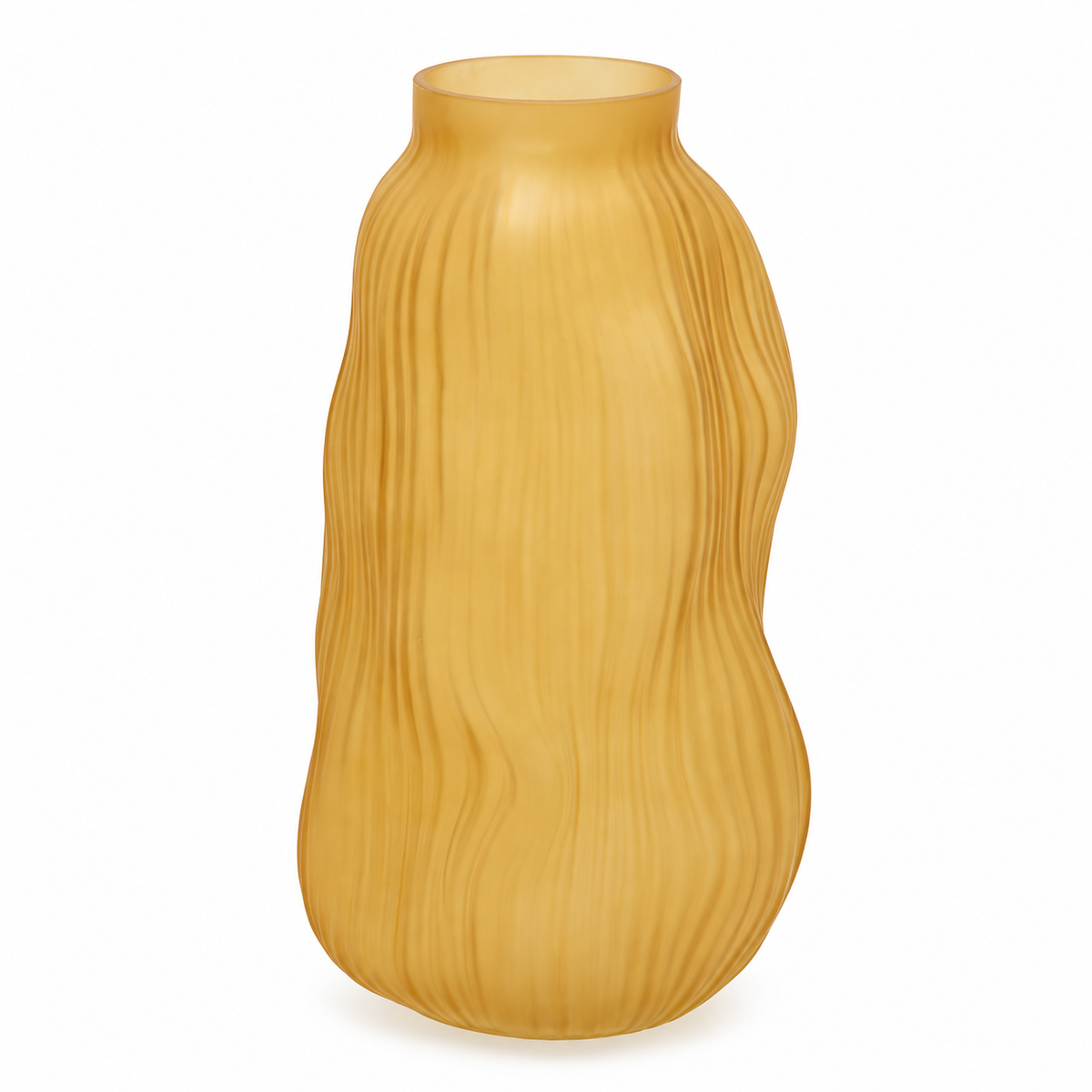 Vaso Millerighe Sinuoso Ambra in vetro EDG Enzo De Gasperi H 32 × Ø 18 cm con lavorazione a righe verticali