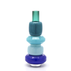 Vaso Decorativo in Vetro "Strati" Blu Mix H40 D16 EDG Enzo De Gasperi