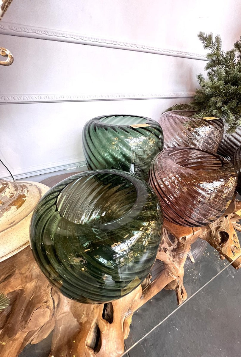 Vaso Swirl in vetro Soffiato a Mano Verde | Vasi in Vetro Design EDG Enzo De Gasperi - CONFIG0411