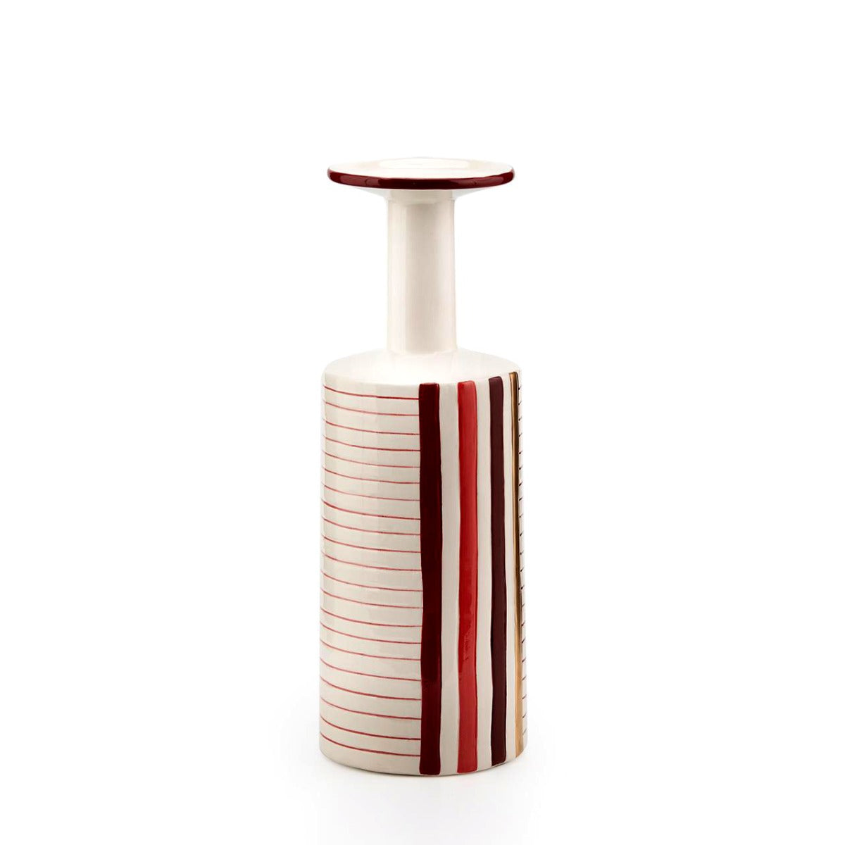 Vaso Bottiglia Righe H33 : Vaso decorativo in ceramica - 014709
