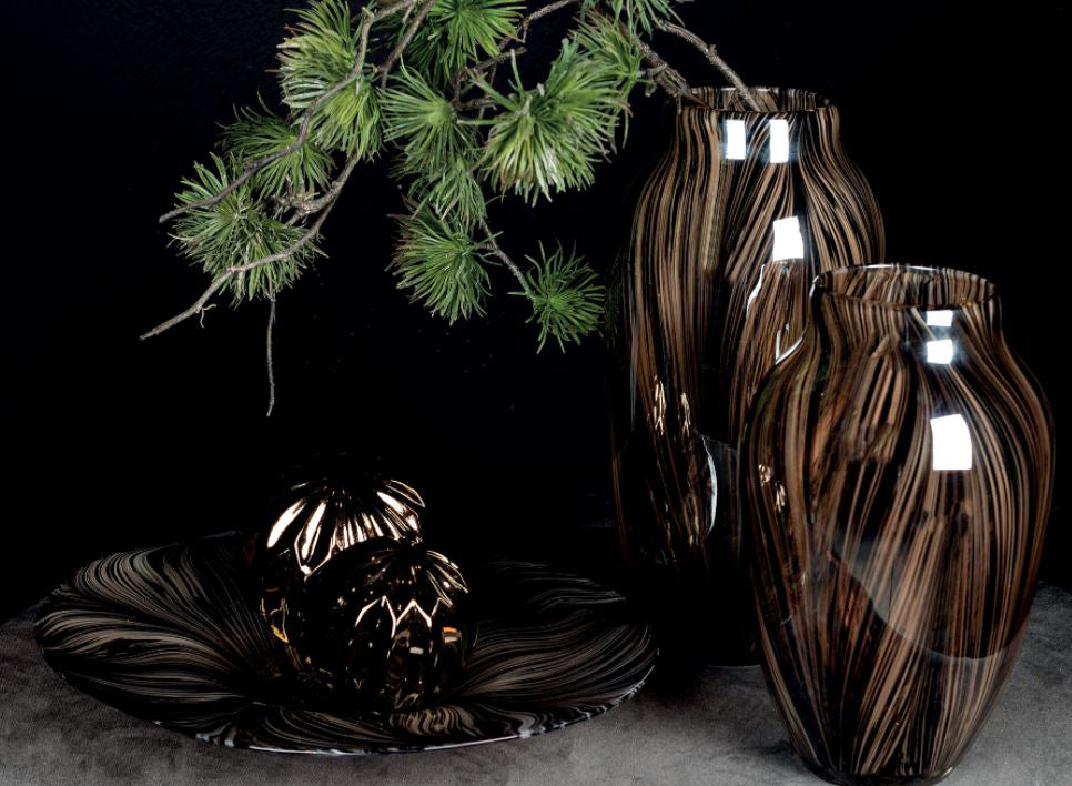 Vaso in vetro con striature marroni | Vasi di design in vetro colorato - CONFIG0314