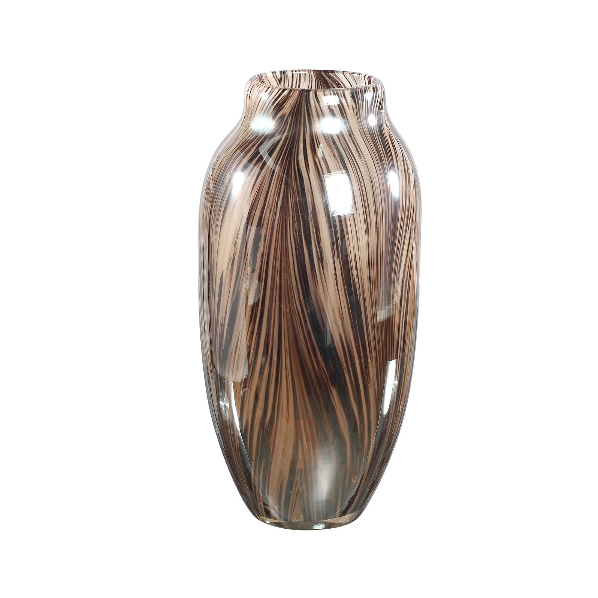 Vaso in vetro con striature marroni H37 - 703981